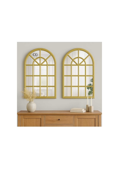 Ant Home Pencere Model, Ayna, Duvar Aynası, Salon Aynası, Dressuar Aynası, Ahşap Lake Boyalı Gold