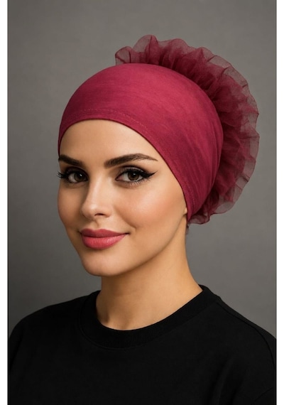 Aldaıyr Fırfır Bone Tesettür Bone Bordo