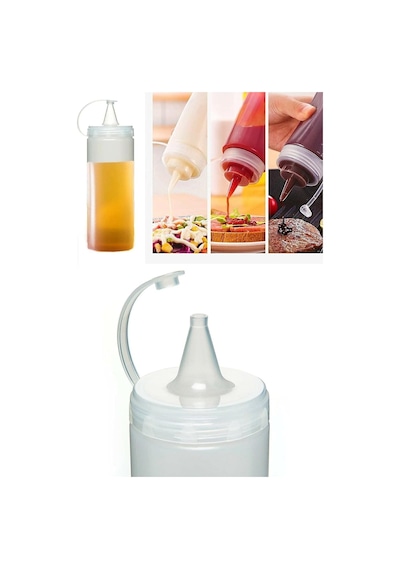Sprenda Titiz Şeffaf Plastik Sızdırmaz Kapaklı Fişek Sosluk 700 Ml X 6'li Set Çok Renkli