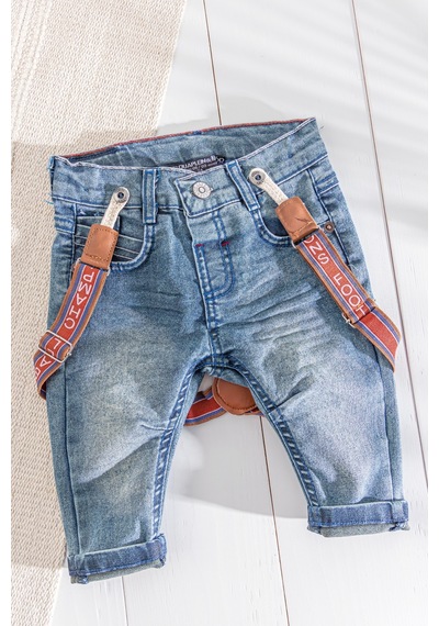 Baby Denim Kumaş Askılı Erkek Bebek Kot Pantolon 001
