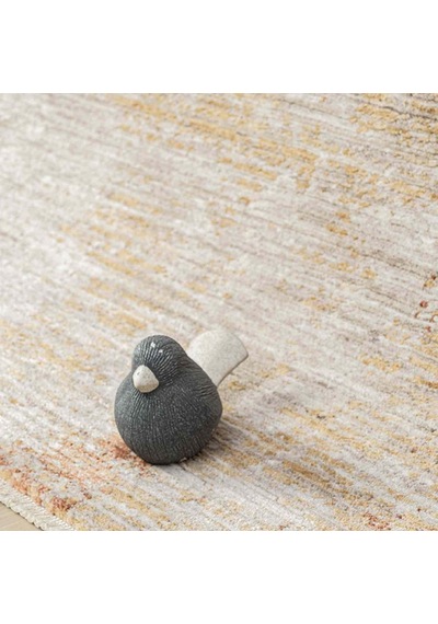 Açık Gri Bej Turuncu Eskitme Desenli Halı - Dk10206tp Açık Bej