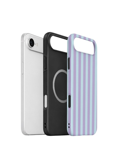 Apple iPhone Uyumlu 17 Air Vorian Çift Katmanlı Magsafe Kılıf Lilac Riviera Stripe