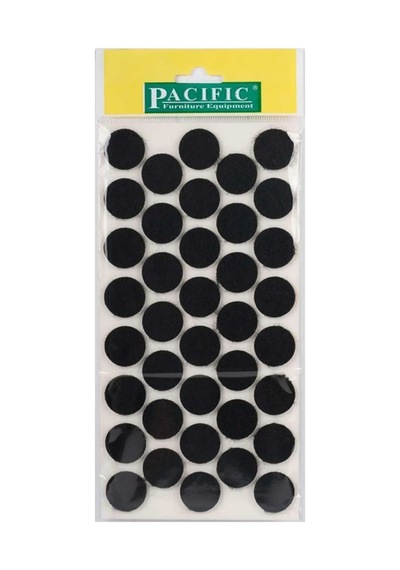 Cateksss Pacific Yuvarlak Yapışkanlı Sandalye Koltuk Mobilya Ayak Keçesi Felt 24 Mm Siyah - 44 Lü Paket