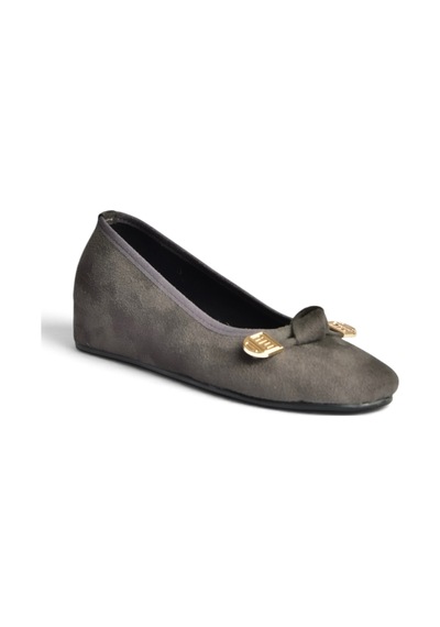 Fox Shoes Y250750702 Gri Süet Alçak Dolgu Tabanlı Kadın Ayakkabı