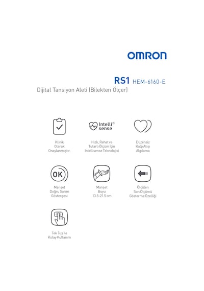 Omron RS1 Bilekten Dijital Pilli Tansiyon Aleti – Taşınabilir, Intellisense Teknolojili, 5 Yıl Garantili