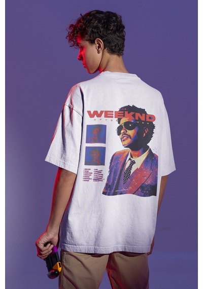 Sevbano The Weeknd After Hours Sırt Baskılı Unisex Oversize Rapper Şarkıc Beyaz