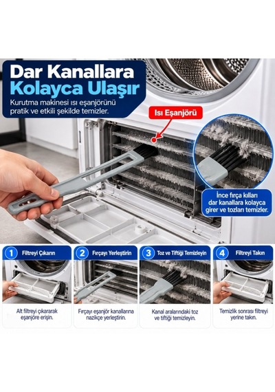 Universal Çamaşır Kurutma Makinesi Isı Eşanjörü Temizleme Fırçası - 1 Adet