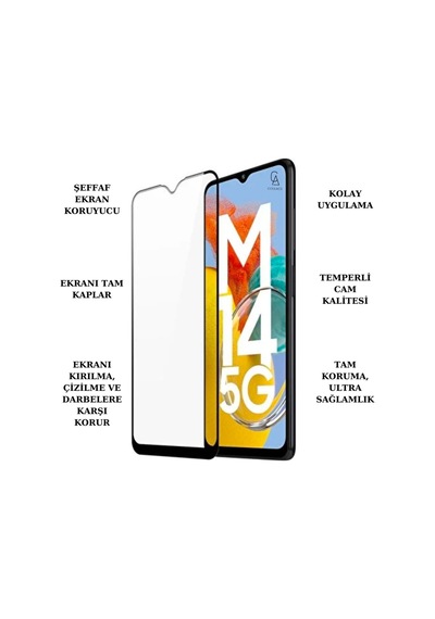 Samsung Galaxy Uyumlu M14 5g İle Soft Yumuşak Telefon Kılıfı Ve 5d Tam Kaplayan Cam Ekran Koruyucu