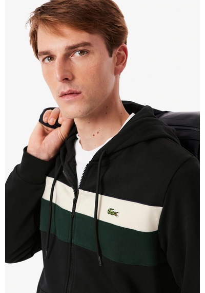 Lacoste Men's Classic Fit Colour-block Fleece Hoodie Organik Pamuk Renk Bloklu Fermuarlı Sweatshirt Siyah Lacoste Men's Classic Fit Colour-block Fleece Hoodie Organik Pamuk Renk Bloklu Fermuarlı Sweatshirt Siyah