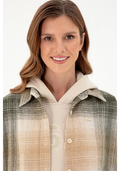 U.s. Polo Assn. Kadın Haki Gömlek Desenli 50297439-vr027 Haki