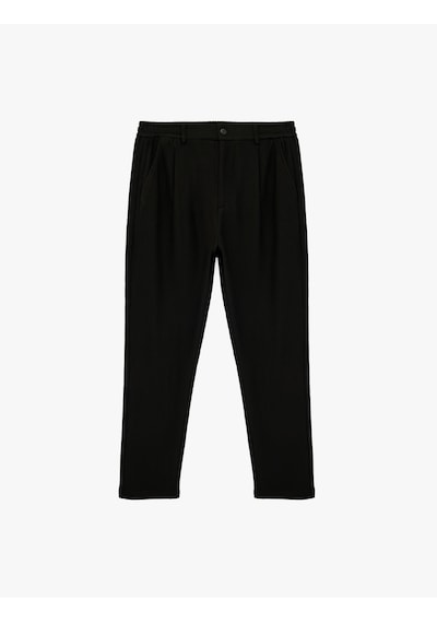 Koton Straight Fit Cepli Düğmeli Dokulu Kumaş Pantolon Siyah 6sam40015hk