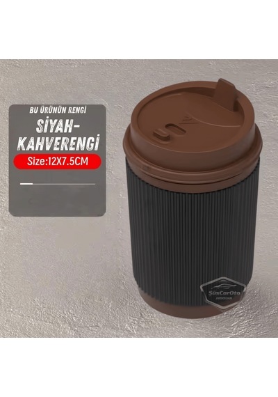 Üniversal Kahve Bardağı Görünümlü Led Işıklı Yanmaz Koku Geçirmez Oto Küllük Dumansız Sızdırmaz Kapaklı Araç İçi Küllük Araba Küllüğü Siyah Kahverengi