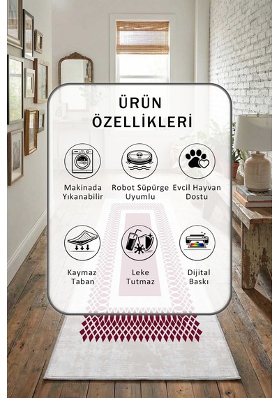 Hayal Vizon Yerleri Mürdüm Yıkanabilir Yolluk