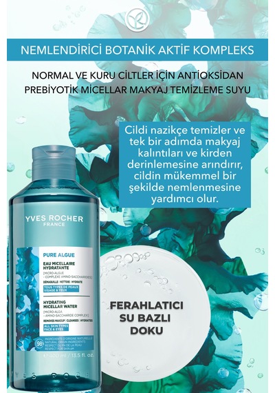 Yves Rocher Makyaj Temizleme Micellar Suyu-normal Ve Kuru Cilt -pure Algue Nemlendirici Botanik Kompleks 400ml