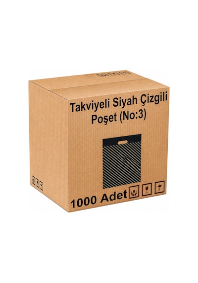 Takviyeli Siyah Çizgili Poşet 33x45 No:3 - 1000'li