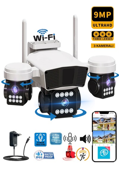 O-kam 3036pro, 9mp, Wifi, 3 Lens, Akıllı Kamera, İnsan Algılama