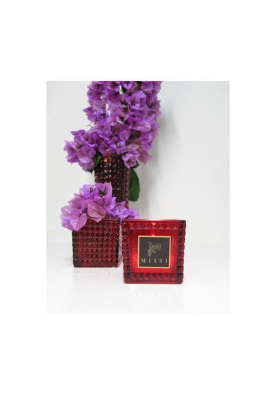 Yılbaşı Kırmızı Kristal Kare Cam Mumluk Ve Tealight Seti