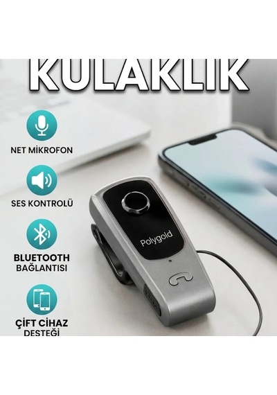 Mikrofonlu Klipsli Bluetooth Kulak İçi Kulaklık Ses Kontrollü Kablosuz Model 00