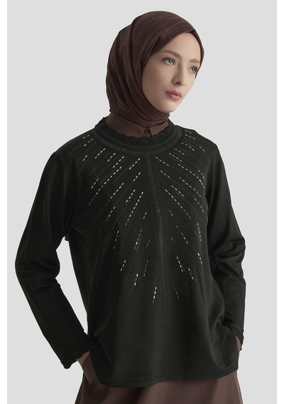 Armine Trend Taş Baskılı Triko Tunik Siyah 25ytd4126 Siyah
