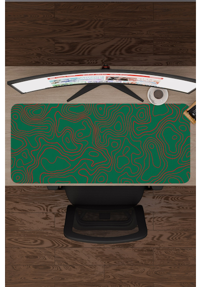 Yeşil Kırmızı 90x40 Xxl Taraftar Gaming Oyuncu Mouse Pad Kaymaz Taban Büyük Fare Altlığı Topography