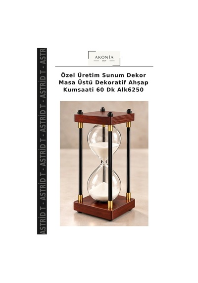 Özel Üretim Sunum Dekor Masa Üstü Dekoratif Ahşap Kumsaati 60 Dk Alk6250