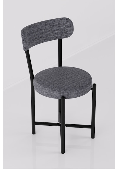 Sandalye 1 Adet Keten Kumaş Metal Ayak Modern Mutfak Sandalyesi Cafe Balkon Ofis Teddy 9817 Anstrast Gri