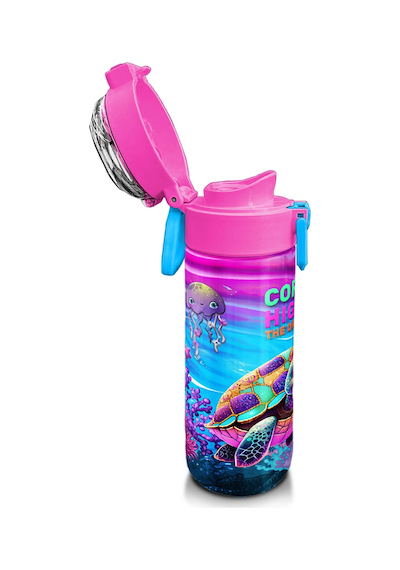 Coral High Kids Pembe Mor Kaplumbağa Desenli Pipetli Ve Direkt İçim Çelik Termos 500 Ml 31957 Pembe - Mor