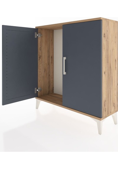 Arges Şifonyer 2 Raflı 2 Kapaklı 88x30x96 Çam-antrasit Atlas Çam