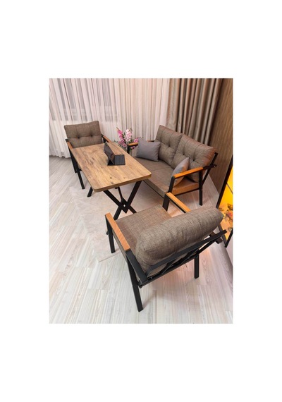 Houseart Balkon ,bahçe , Teras , Cafe ,salon , Metal Kanepe , Metal Kanepe Koltuk ,oturma Takımı 2-1-1 , Yemek Masası , Orta Masa Cappuccino