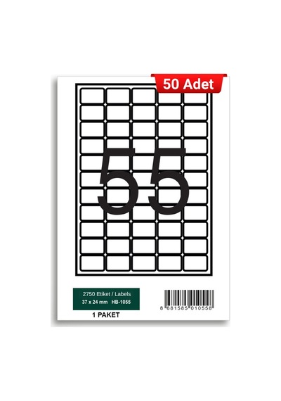Herboy Hb-1055 37 X 24 Mm A4 Laser Etiket 50 Adet