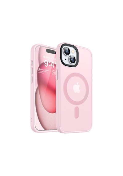 Bix İphone 15 Magsafe Uyumlu Kılıf Tam Koruma Manyetik Darbe Emici Pembe