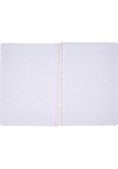 Pruva A4 Pet Spiralli Karton Kapaklı Defter 144 Yaprak - Kareli - Fuşya Çok Renkli