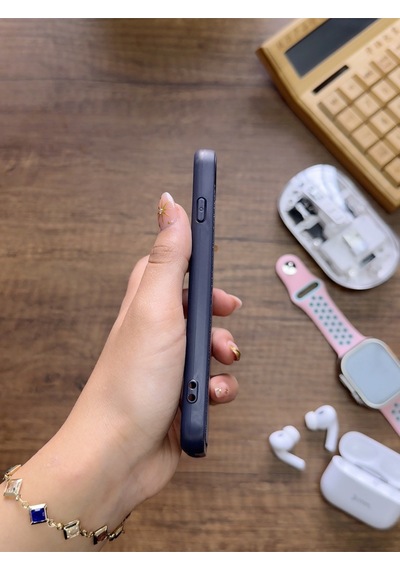 Apple iPhone 7 Uyumlu Premium Deri Dokulu Darbelere Karşı Dayanıklı Nazal Silikon Kılıf Lacivert