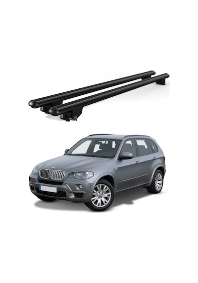 Kanca Bmw X5 E70 2007-2013 Uyumlu Siyah Kilitli Ara Atkı 130cm Port Bagaj Tavan Barı