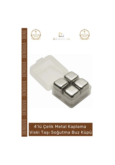 Buzküpü Gold Kaplama Paslanmaz Çelik Viski Taşı Metal Hızlı Soğutucu Seti Taşı Soğutma Buz Küpü Çok Renkli