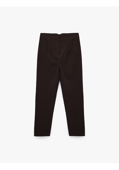 Koton Regular Fit Yüksek Bel Cigarette Kumaş Pantolon Kahverengi 6wak40107uw Kahve