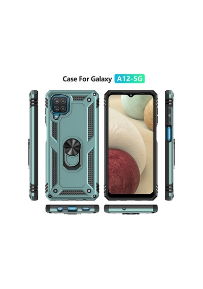 Samsung Galaxy Uyumlu - A22 Kılıf Sofya Yüzüklü Silikon Kapak - Yeşil