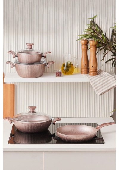 Cookplus Biogranit Dream 7 Parça Tencere Seti Rose