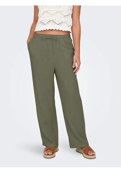 Only Onlsıesta Mw Pull-up Linen Bl Kadın Keten Pantolon 15322263 Yeşil