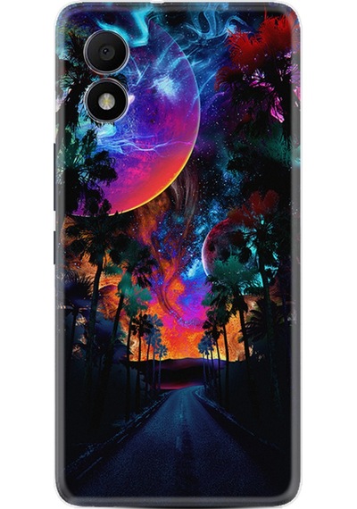 TCL 303 Kılıf Resimli Desenli Silikon Platinium Series Mysterious World 1806
