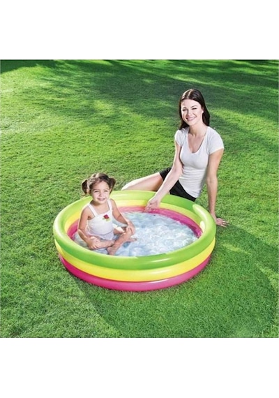 Bestway Şişme Çocuk Havuzu Renkli Yuvarlak 3 Katlı 102x25cm Çok Renkli