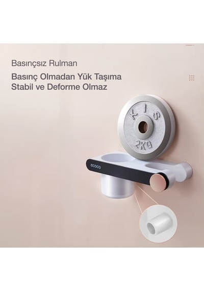 Ecoco Saç Kurutma Makinesi Tutacağı Ve Banyo Düzenleyici Beyaz