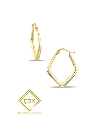 Çgk Çiğdem Gürel Kuyumculuk Dikdörtgen Altın Küpe Gold