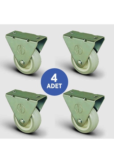 4 Adet Ep02Zkc50. Sabit Maşalı Pvc Kaplı Mobilya Tekerleği.