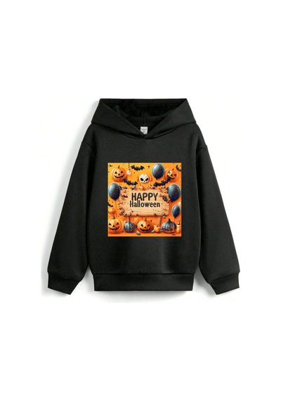 Stil X Halloween - Cadılar Bayramı Baskılı, Kapüşonlu Çocuk Sweatshırt, 3 İplik Şardonlu Siyah-2 Stil X Halloween - Cadılar Bayramı Baskılı, Kapüşonlu Çocuk Sweatshırt, 3 İplik Şardonlu Siyah-2