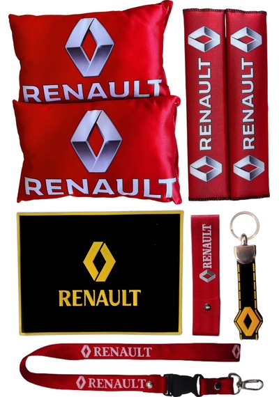 Renault Dijital Baskılı Kırmızı Araç Boyun Yastık Kemer Ped