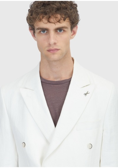 Ramsey Ekru Relaxed Fit %100 Keten Ceket