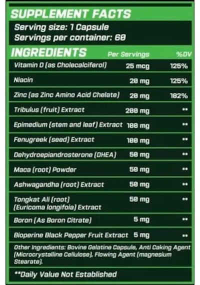 Grimlabs Sinister Testosterone Booster 30 Servıngs