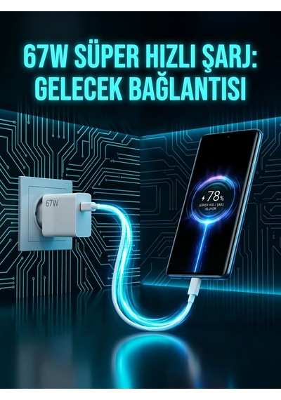 67w Turbo Süper Hızlı Şarj Adaptörü - Beyaz Usb-c Turbo Şarj Cihazı + Dayanıklı Type-c Kablo Seti