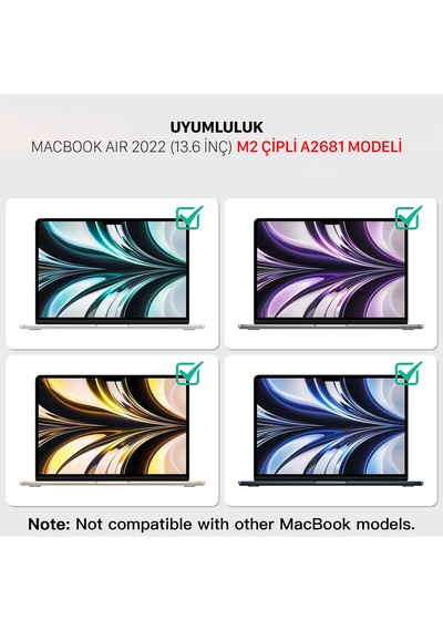 Apple Macbook Air 2022 13.6" M2 A2681 Uyumlu Ekran Koruyucu Film